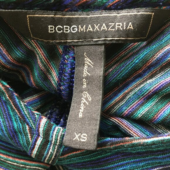 BCBGMAXAZRIA Multi-Color Striped CARMELA High Low Hem Jersey Dress - Picture 2 of 10